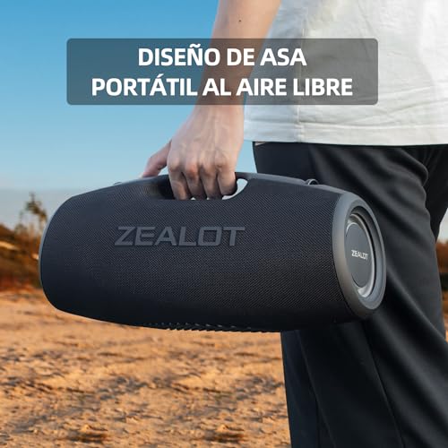 Miniatura 7 de Zealot Altavoz Bluetooth Grande 120w Con Luz Led, Altavoz Exterior Inalámbrico, Autonomía De 40 Horas, Bluetooth 5.2 Y Ipx6 Impermeable, Sonido Estéreo Para Fiesta, Entrada Usb Aux Tf