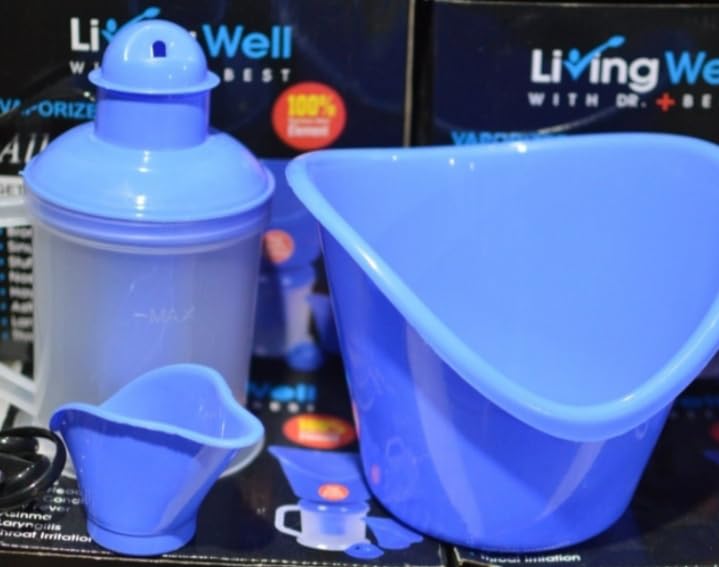 Living Well Vaporizer Set, Blue, Includes Steam Inhaler Bowl, Measuring Cup, and Storage Container-image-24
