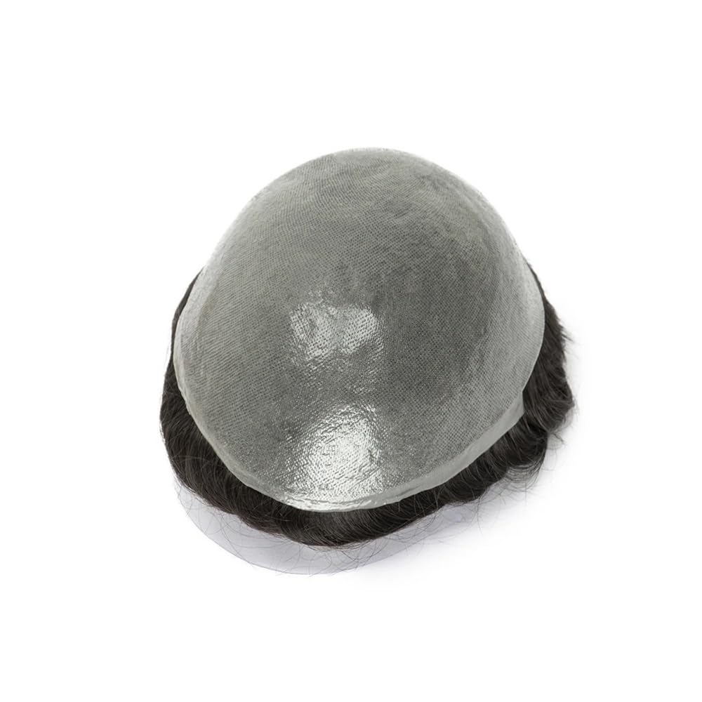 Parrucca Calva Toupee Uomo Capelli Umani Posticci V Loop Anteriore Naturale 0,06 mm Sistema di Sostituzione Sottile Capelli Umani Uomo Toupet Cappucci per Parrucche(Jet Black,8x10)