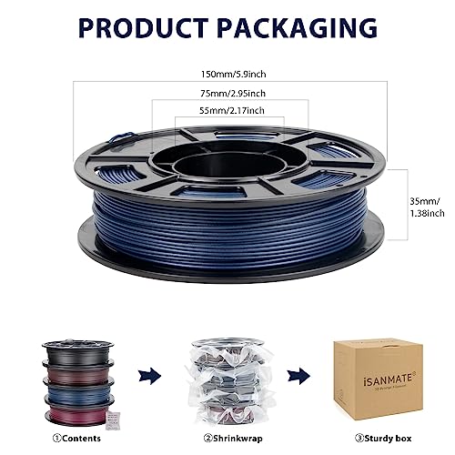 Image of iSANMATE PETG 3D Printer Filament, Colorful Carbon Fiber Filament, PETG Filament 1.75mm Bundle(Black, Red, Coffee, Blue), High-Accuracy + /- 0.03 mm Carbon Fiber PETG, 250g x 4 Spool