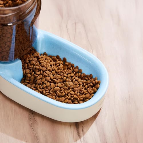 Image of Amazon Basics Automatic Gravity Food Feeder | Non-Toxic Plastic Material | 3.8 Liters | White | Pet Food Dispenser for Dogs, Cats, Puppies & Kittens, Large