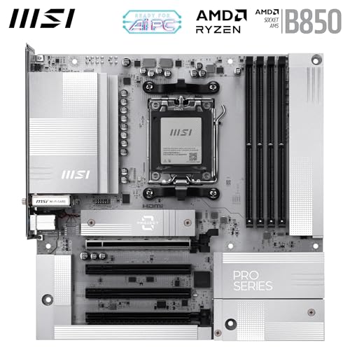 Image of MSI PRO B850M-A WiFi PZ Motherboard, Back-Connect mATX - Supports AMD Ryzen 9000 /8000 / 7000 Processors, AM5 - DDR5 Memory Boost (8200+ MT /s OC), PCIe 5.0 x16 & 4.0 x4, M.2 Gen5, Wi-Fi 7, 5G LAN