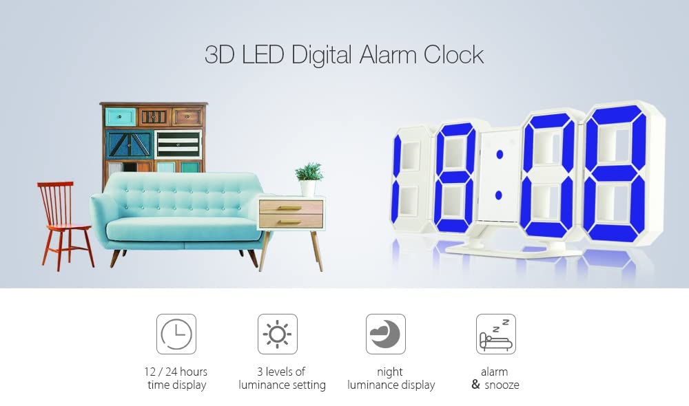 despertador, Reloj de mesa LED 3D, reloj pared moderno, relojes digitales