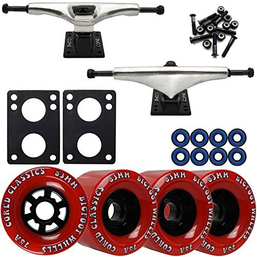 TGM Skateboards Core 7.0 Raw Longboard Trucks Wheels Package Bigfoot 83mm Cored Classics Red