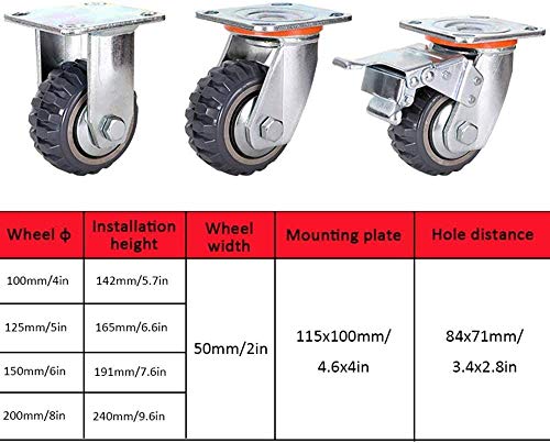 Roulettes de transport robustes en polyuréthane 125mm charge 800kg