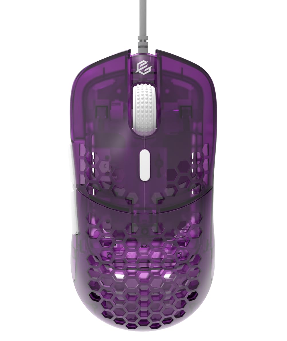 G-Wolves Hati HTM Ultra Lightweight Honeycomb Design Wired Gaming Mouse 3389 Sensor - PTFE Skates - 6 Buttons - Only 58G(Violet)