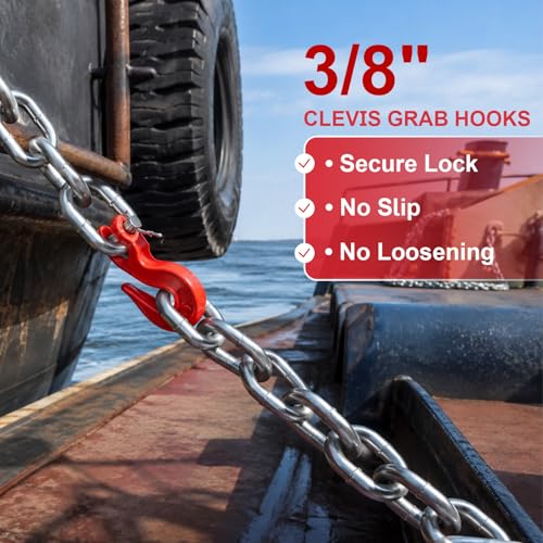 Image of 3 /8 inch Clevis Grab Hooks Grade 70, Forged Steel, Red Finish, 10 Pack
