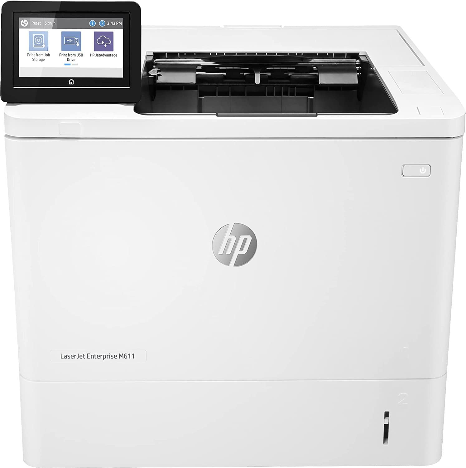HP LaserJet Enterprise M611dn 7PS84A, Stampante a Singola Funzione A4, Stampa Fronte e Retro Automatica in b/n, 61 ppm, USB, Gigabit Ethernet, Smart, Display Touch a colori da 10,9 cm, Bianca