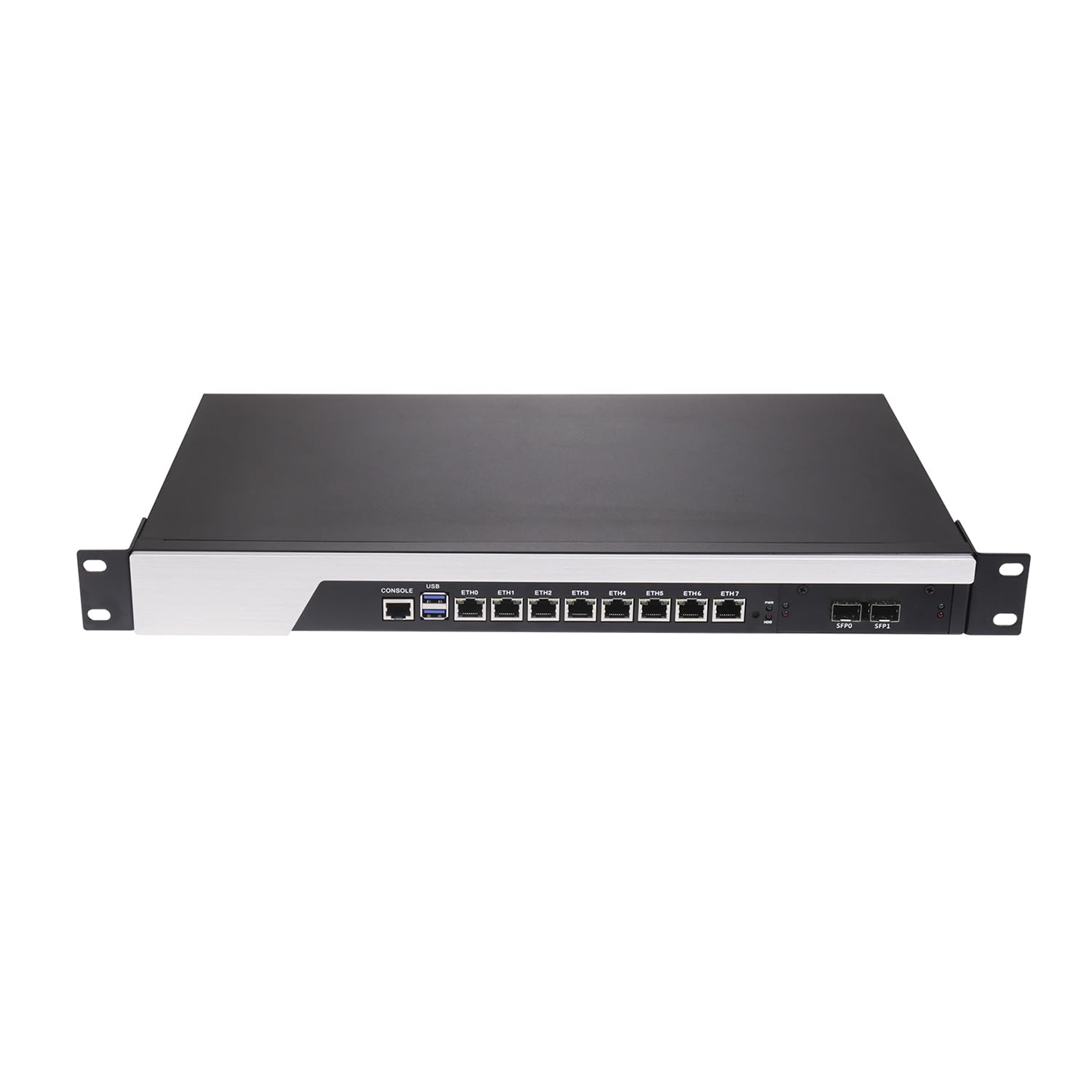 HUNSN Firewall, VPN, 19 Inch 1U Rackmount Network Appliance, OPNsense, I3 4160, RS44, AES-NI, 8 x Gigabit LAN, 2 x SFP+ 10Gbe, Console, VGA, 16G RAM, 128G SSD