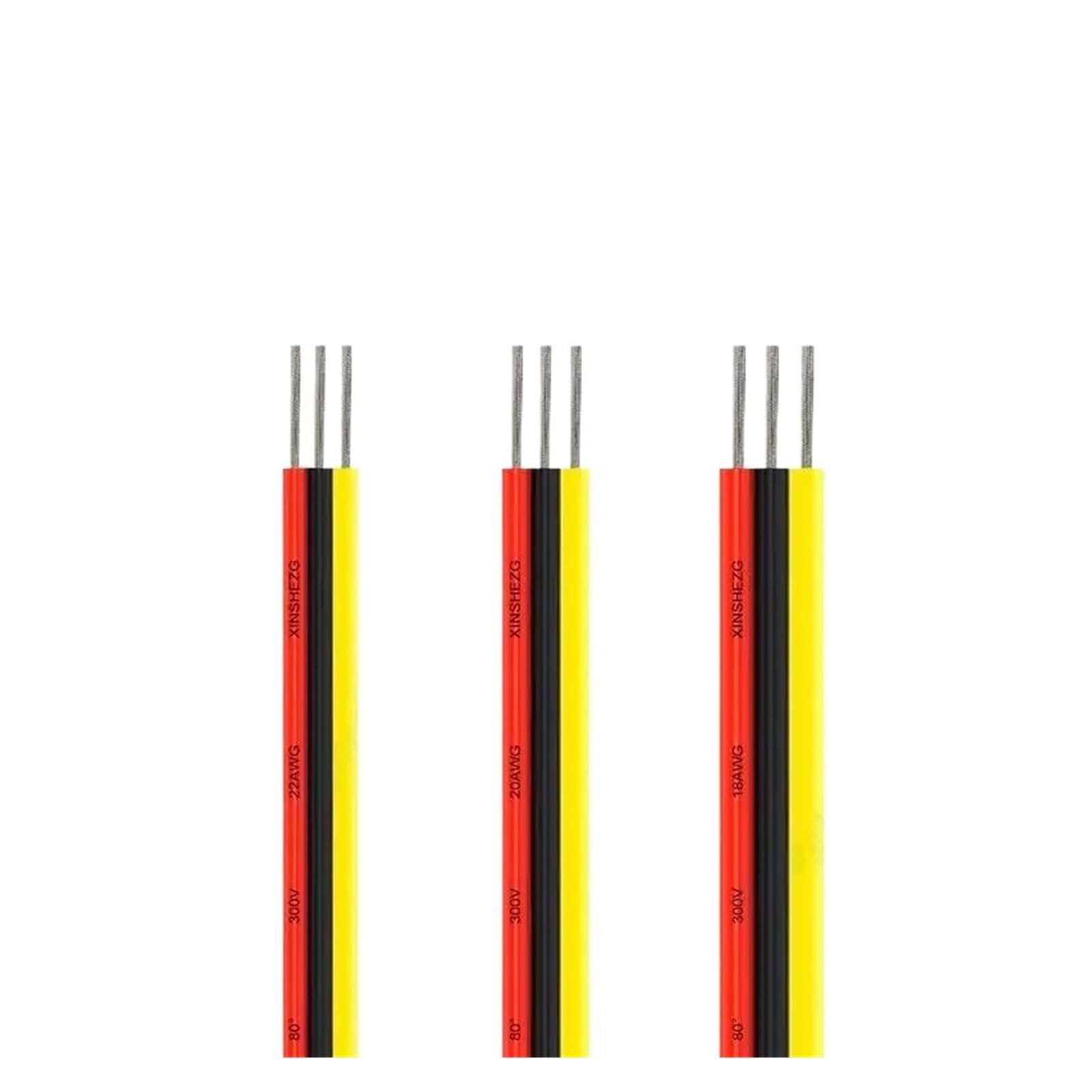 Cables eléctricos blancos de 3 pines, Cable LED cobre estañado, 18, 20, 22AWG, extensión Flexible PVC for tira luces WS2811 WS2812B(Color D,20m,20AWG)
