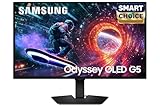 Samsung 27" Odyssey QD-OLED G5 Gaming Monitor (Smartchoice) |QHD 2560 x 1440|180 Hz|0.03ms|Pantone-Validated|G-Sync|Free Sync|Glarefree|Ports-DP,HDMI,Headphone|1 Billion Color| LS27FG502SWXXL|Black