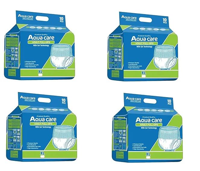 Aquacare Adult Diapers Pant Style - 10 Count -XL Adult Pull-UPS Anti-Bacterial Absorbent Core- (Size_120-170 (cm) 47"-67" (Inch) _Pack of 4) (B0D66V2WRG) Amazon Price History, Amazon Price Tracker