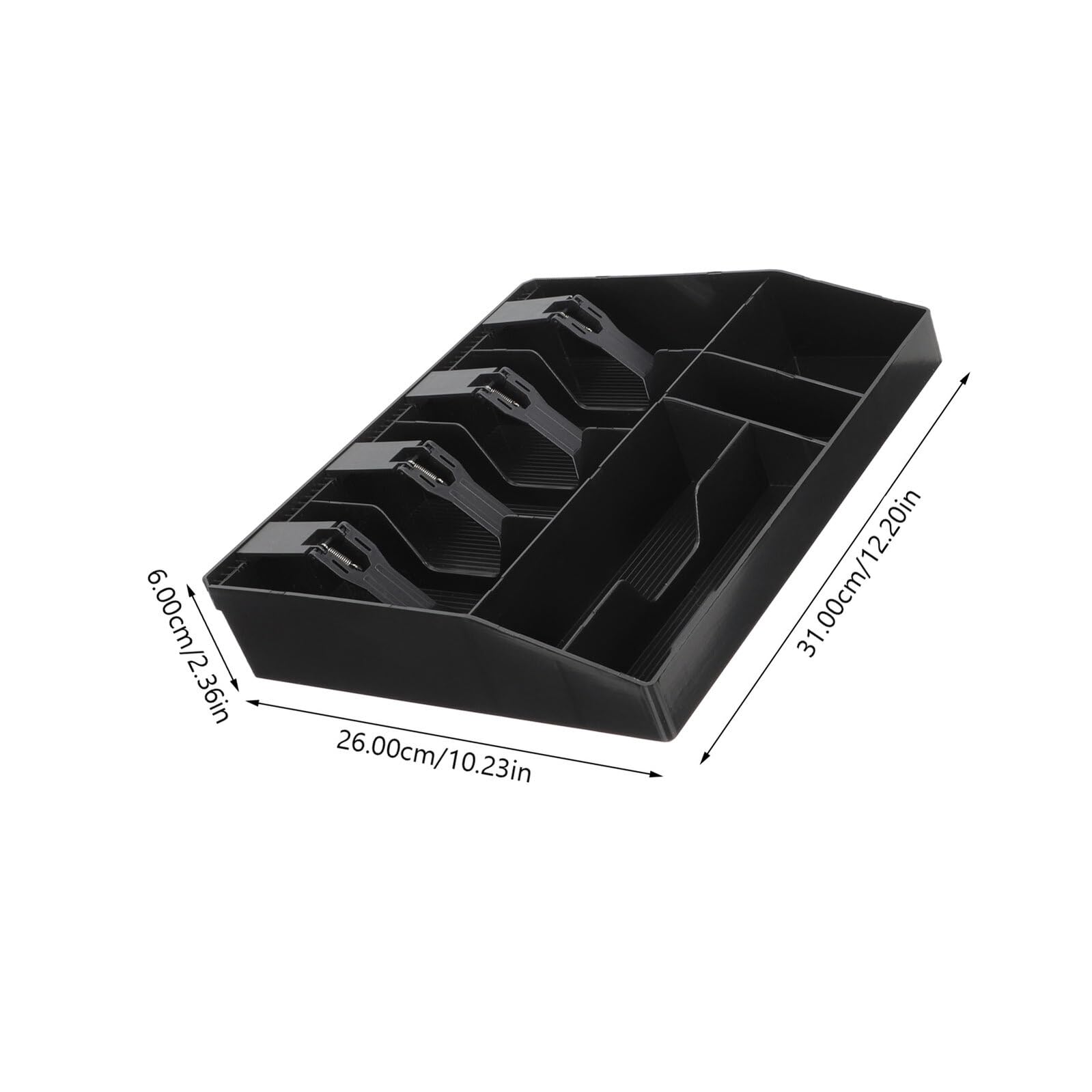 Vassoio Porta Denaro Multi-griglia 2 Pezzi Nero per Cassa | Organizzatore Compatto con Scomparti per Banconote e Monete, Abs e Ferro, Supermercati e Banchi