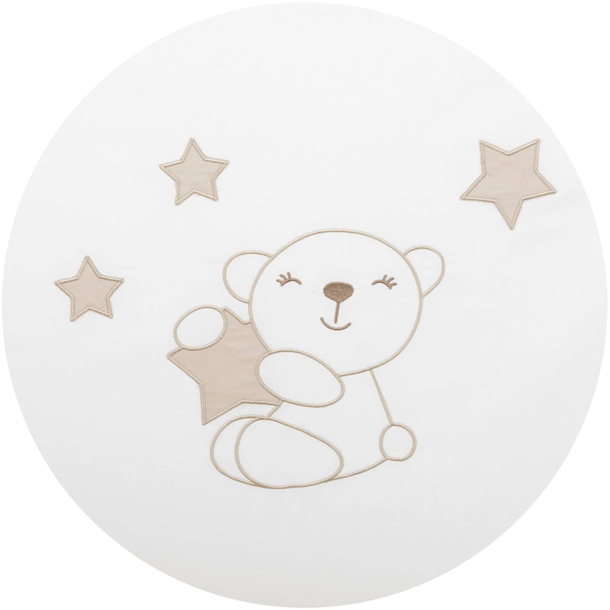 baby idea Couette pour lit bébé brodée complète Taie d'oreiller et Housse de Couette et Drap-Housse Amovibles sans butées Lit - Fait en Italie Petite Étoile Beige Standard