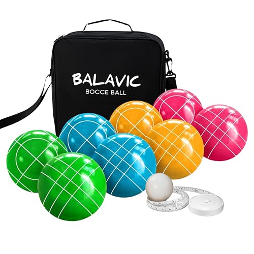 BALAVIC Bocce Ball Set - 100mm Resin, Pallino, Carry Bag & Measuring Tape