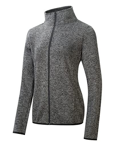Image of Dolcevida Women's Long Sleeve Sweater Fleece Zip Up Speckled Jacket with Pockets