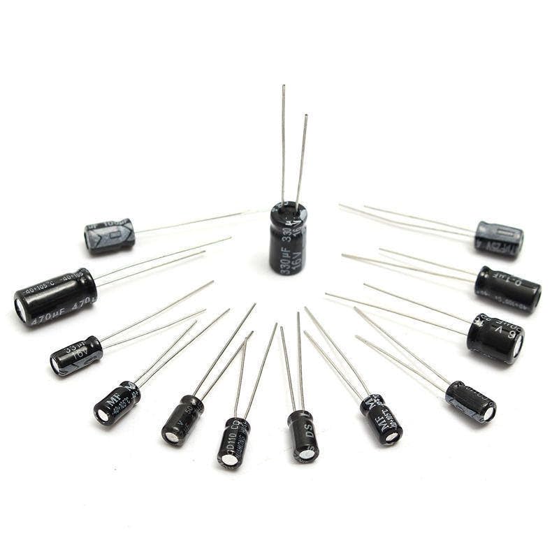Kit surtido de condensadores electrolíticos, 130 Uds., 0,1uf-470uf, 13 valores cada 10 Industrial Electrical capacitors