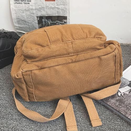 FUOCO Canvas Laptop Backpack Brown Tan - Image 7