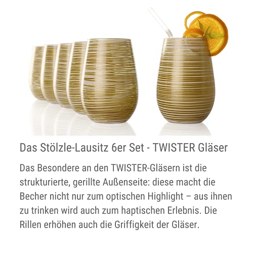 Stölzle Lausitz Twister Glazen 465 ml wit-goud I 6-delige set I glazen set vaatwasmachinebestendig I hoge schokbestendigheid I universele glazen als waterglazen, sapglazen, longdrinkglazen - Image 5