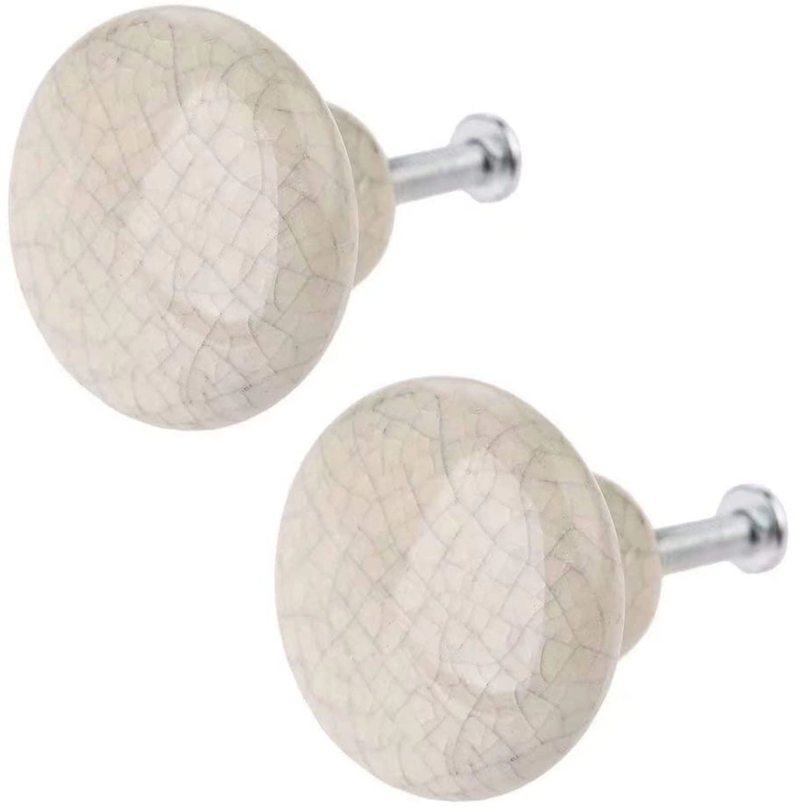 Fbshop(Tm) A-Single Hole 2Pcs Crackle Pattern Ceramics Door Knobs/Pull Handles/Door Handles For Dressers And Bathroom Cabinets, Bedroom Drawers, Kitchen Cabinets, And Living Room,Simple Design
