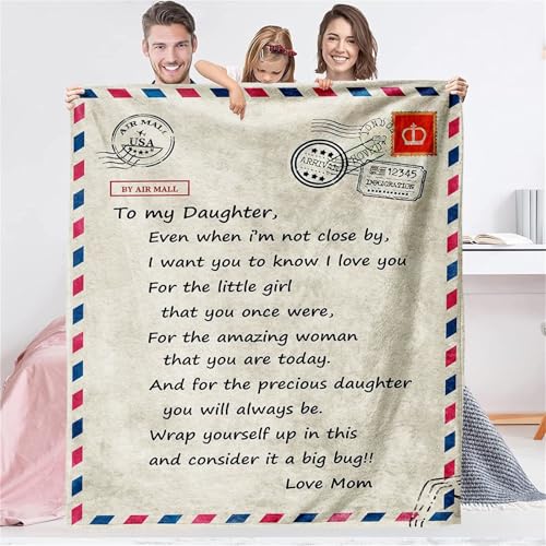 TAIOYHD Manta de Franela Personalizada y Acogedora for Regalar en Familia, Manta Ultrasuave for Viajes y Siestas con Estampados Conmovedores(Daugter,150x200cm)