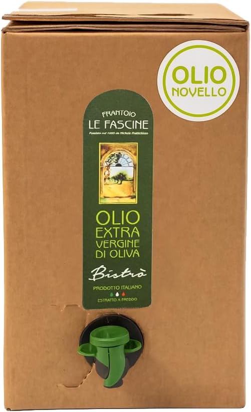 Le Fascine Bistro - 100% Italian Extra Virgin Olive Oil Cold Extract 100% Made from Provencal Olives (70%) and Ogliarola (30%) (Bag in Box 3 Litres)
