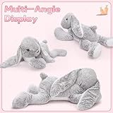 MorisMos 80cm lang riesen Hase Kuscheltier XXL, groß grau Hase Stofftier Plüschtier, weich Kaninchen Plüschhase Puppe, Geburtstag Weihnachten Geschenk Kinder Baby