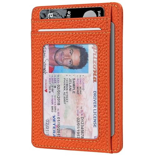 Image of RUNBOX Slim Minimalist Front Pocket RFID Blocking Leather Wallets for Men and Women Card Holder Wallets Gifts for men