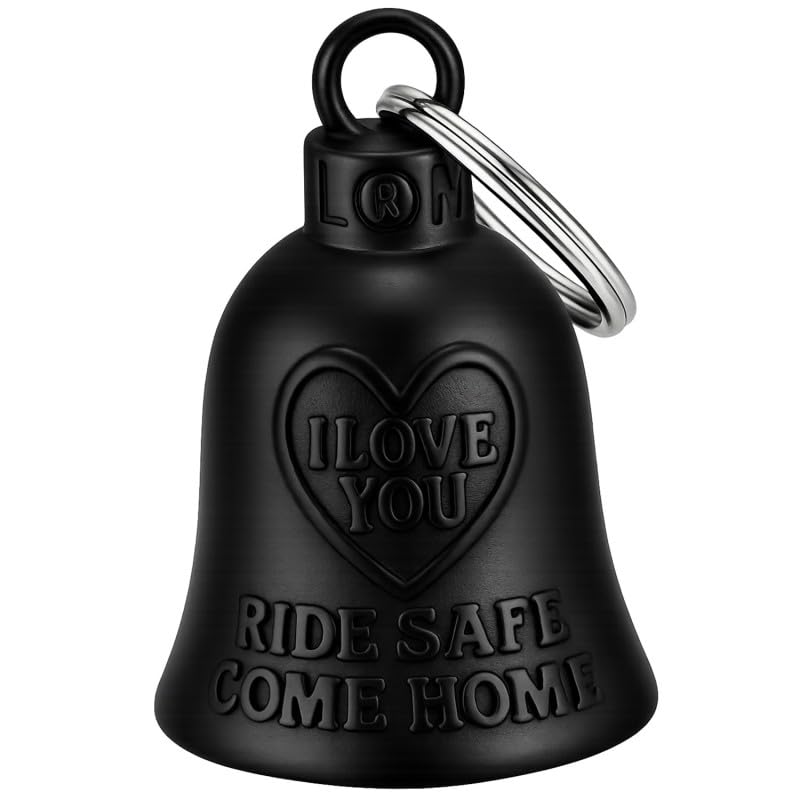 Clochette Moto Noir Mat - Gremlin Bell Moto - Guardian Bell - I Love You - Ride Safe - Come Home - Acier Inoxydable 316L