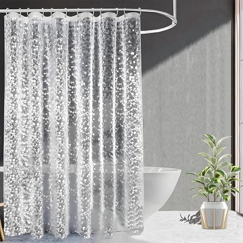 FACTCORE PVC Polka Dots Shower Curtain, 54 X 84 Inches, Transparent