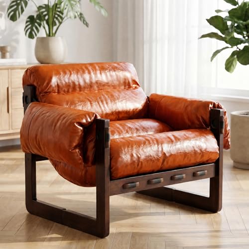 Sillón Plegable Cuero Naranja Retro miniatura 1