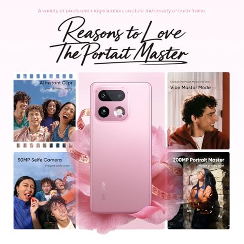 Image of realme 16 Pro+ 5G Smartphone 12+256GB, 144Hz AMOLED Display, 7000mAh Battery, 80W SuperVOOC, 200MP Periscope Primary Camera 50MP Front Camera, Snapdragon 7 Gen 4, IP69, Pink