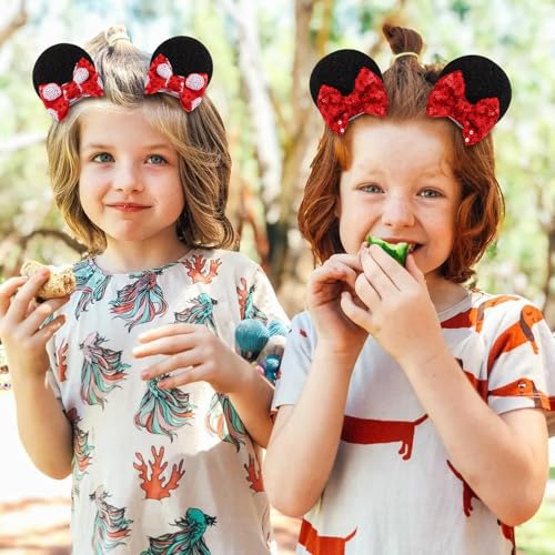 Choicbaby 6 PCS Hair Bow for Gilrs Mouse Ears Sequin Clips Polka Dot Bow with Alligator Clip Mice Ears Hair Bows Barrettes Princess Cosplay Hair Accessories for Baby Girls Toddlers Infant Fine Hair - Image 6