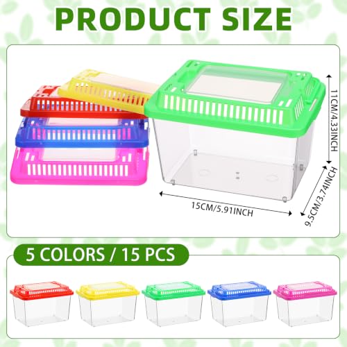 Image of LemonRoad 25 Pcs Plastic Reptile Terrariums Carrier Cage Enclosure Snake Breeding Box Hatching Container Fish Tank with Ventilated Lid for Tarantula Spider Turtle Lizard (Classic,5.9x4.3x3.7 Inch)
