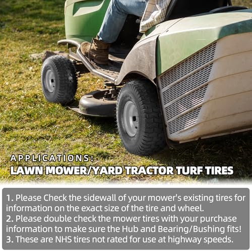 AR-PRO 15 x 6.00-6" Tubeless Tire and Wheel Assemblies, Compatible with John Deere Craftsman Riding Lawn Mower Front Tires, 3" Centered Hub and 3/4" Bushings (Set of 2)