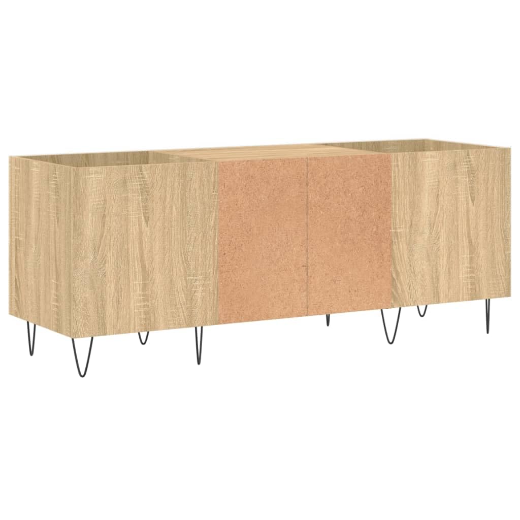 Armadietto per dischi in rovere Sonoma, 121 x 38 x 48 cm, scaffale in vinile in legno con gambe in ferro, spazioso armadietto per dischi in vinile con ampio spazio per collezione musicale LP e