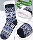EBMORE Kuschelsocken für Herren Dicke Stoppersocken Warme Wintersocken Hüttensocken Flauschig Weihnachtssocken Hausschuhe Geschenk Socken(Blauer Hirsch)