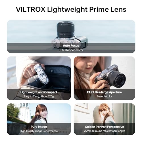 VILTROX AF 25mm F1.7 f/1.7 Air Lens for Fuji X Mount, Mid-Telephoto APS-C Auto Focus Lens Compatible with Fuji X-Mount Mirrorless Cameras X-T5 X-T50 X-E5 X-T30 III X-M5 X-H2 X-H2S X-S20 - Image 3