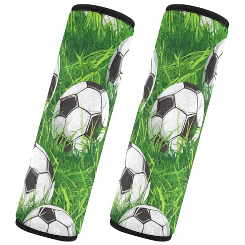 Seat Belt Covers 2 Pack Soccer Balls Car Seat Strap Covers Super Soft Grass Car Seat Neck Cover for Boys Girls Adults Babies S