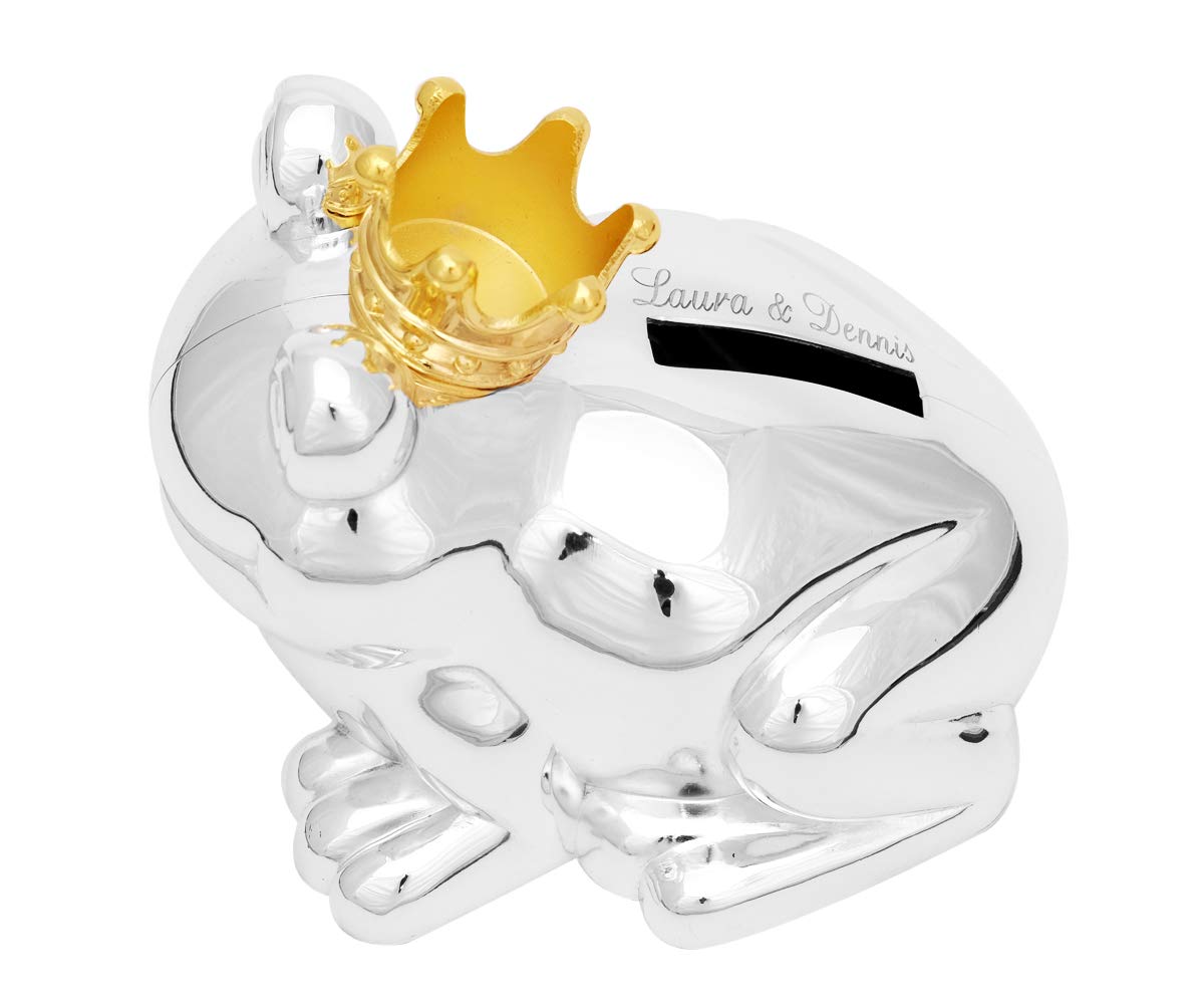 Design Süße Spardose Froschkönig Mit Wunschgravur Glänzend Versilbert Anlaufgeschützt Sparbüchse Frosch Taufe Geburt Geburtstag Hochzeit Kinder Mit Gravur