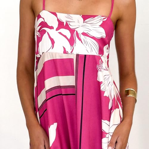 Image of NUFIWI Women Summer Striped Maxi Dress Spaghetti Strap Cutout Ruffle Long Dress Flowy Swing Beach Vocation Dress