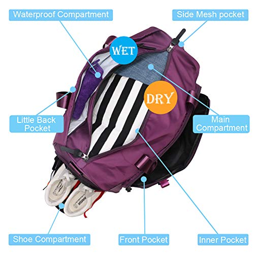 Sporttas voor dames en heren, reistas met schoenenvak, natvak, schoudertas voor sportschool, reizen, waterdichte… - Image 3