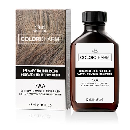 COLORCHARM Permanent Liquid Hair Color | 7AA Med Blonde Intense Ash | Up to 100% Gray Coverage | 1.42 Fl Oz