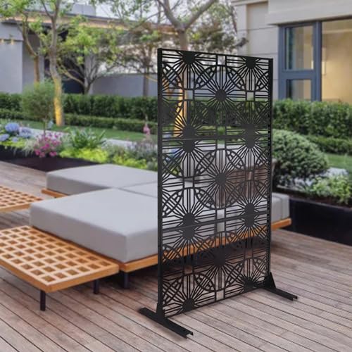Metal-Privacy-Screen-Outdoor-Privacy-Screen-Fence-72-H36-W-Freestanding-Decorative-for-Patio-Outdoor-Privacy-Screen-Privacy-Panels-Decorative-Divider-for-Porch-Balcony-Lawn-Black-Flower Metal Privacy Screen Outdoor Privacy Screen Fence 72 H36 W Freestanding Decorative for Patio Outdoor Privacy Screen Privacy Panels Decorative Divider for Porch Balcony Lawn Black Flower
