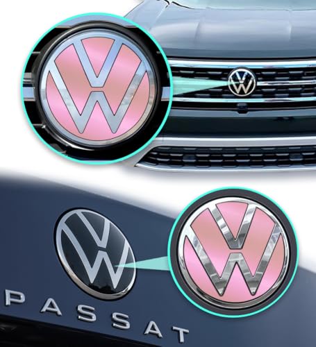 Image of IPG Decal Made for VW 2021 Passat Polo Tiguan Golf Rear /Front Emblem Logo Decals Stickers Set (4 Units) (PinkPearl)