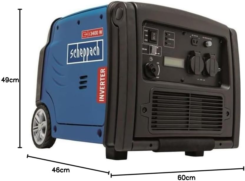 Scheppach SG3400i dimensions: 49cm height, 46cm width, 60cm length