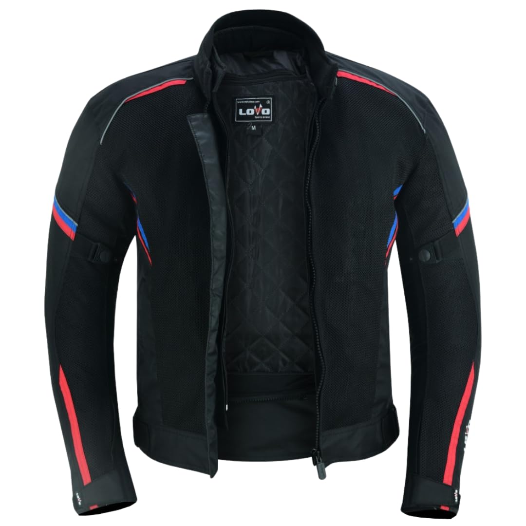 LOVO - Chaqueta Perforada Tricapa de Verano para Moto Hombre - Chaqueta Moto Hombre Verano Transpirable y Ligera - Chaqueta Moto Verano Hombre con Protecciones Homologadas - Alta Resistencia