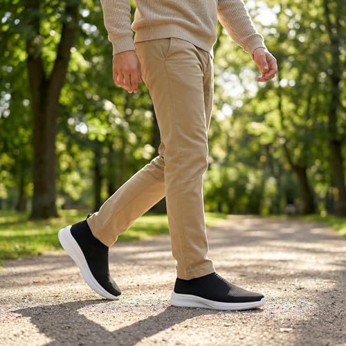 Image of vibdiv Men's Slip-On Walking Shoes Casual Sneakers Lightweight Breathable for Everyday Wear