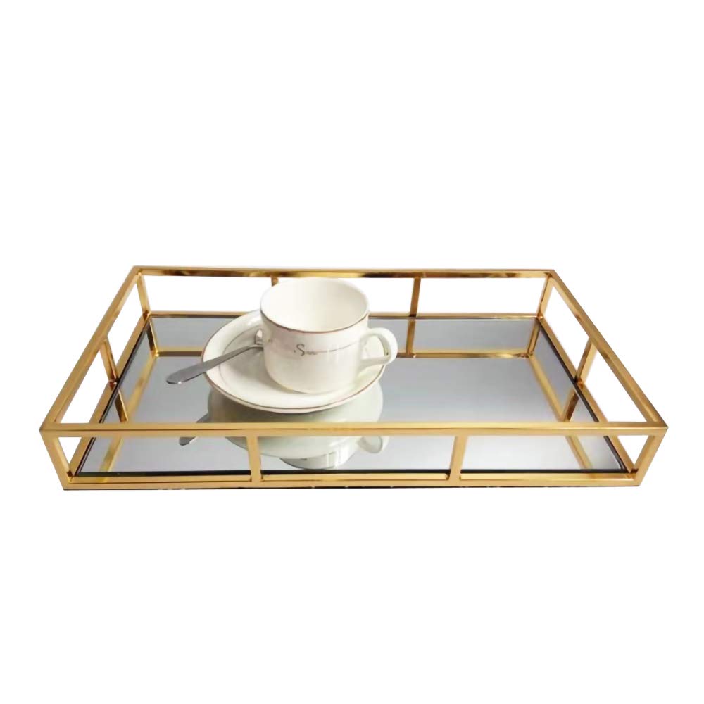 Rising Star Supply Golden Decorative Tray, Jewelry Perfume Makeup Organizer, Tray for Vanity, Table Centerpiece, Bathroom Tray, Coffee Table Tray