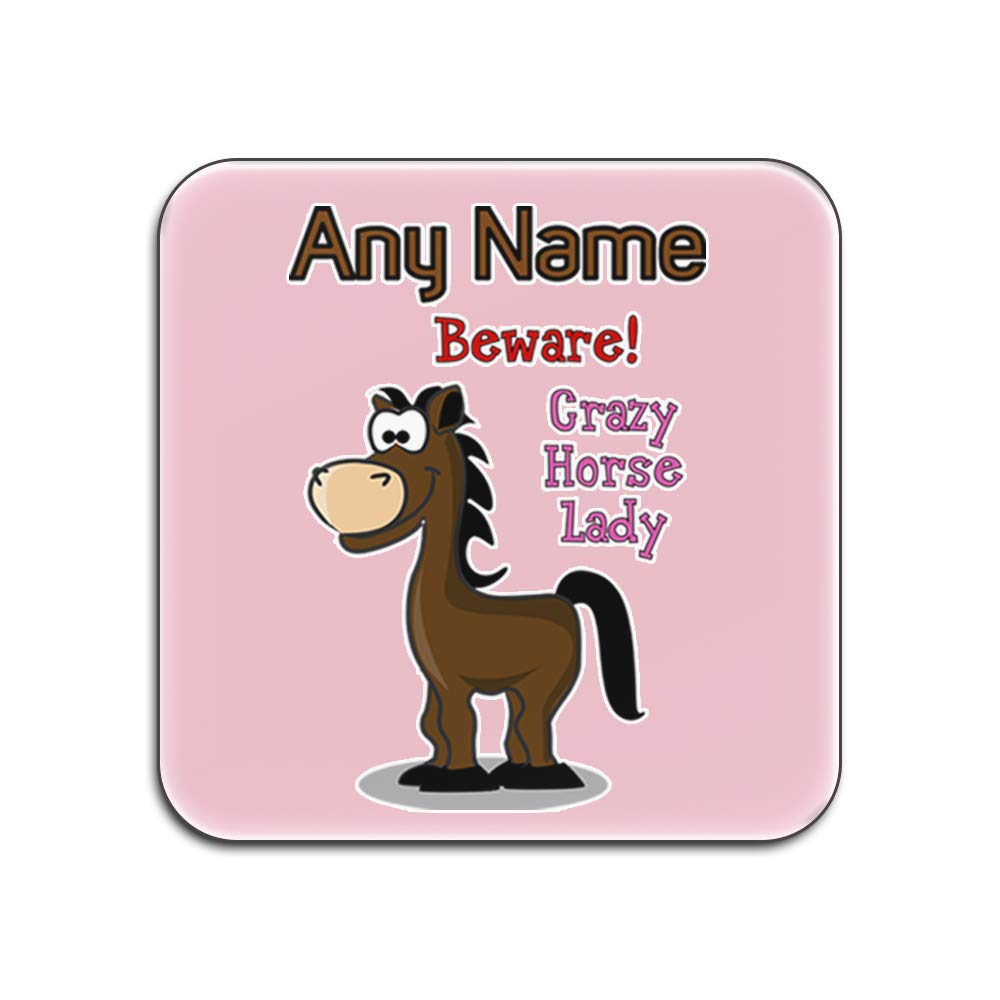 Sous-verres brillants Crazy Horse Lady blanc rose carré lot de 4